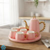 Porcelain Tea Set with Rotating Round Tray 9 Pcs