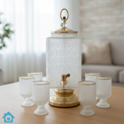 Premium Square Juice Dispenser with Set of 6 Glass