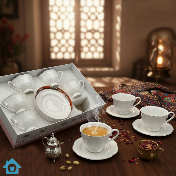 Ribbed Bone China Tea Cup Saucer Set with Gold Rim 1 Ribbed Bone China Tea Cup Saucer Set with Gold Rim