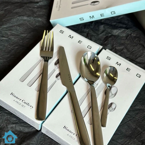 SMEG Stainless Steel 4 Piece Cutlery Set – European Style Premium Tableware (1 Set) 1 SMEG Stainless Steel 4 Piece Cutlery Set