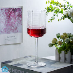 Vintage Hand Blown Crystal Cylinder Goblet Wine Glasses Set of 6