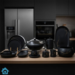 Winsor England Heritage Black Porcelain Dinner Set