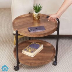 2-Tier Wooden Round Serving Trolley