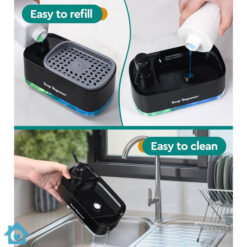 3 in 1 Countertop Sponge Holder with Dual Soap Pump