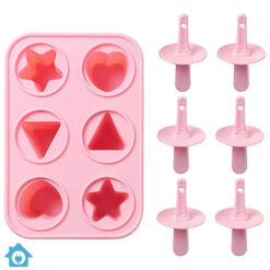 6 Cavity Silicone Popsicle Ice Maker Reusable Mold