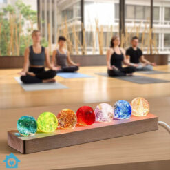 7 Colors Glass Crystal Ball Light with Wooden Base