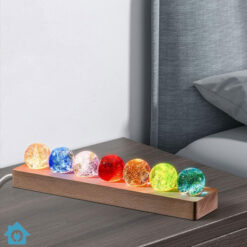 7 Colors Glass Crystal Ball Light with Wooden Base