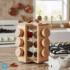 Bamboo Spice Rack 12 Glass Jars Set
