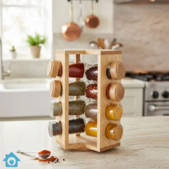 Bamboo Spice Rack 16 Glass Jars Set
