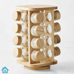 Bamboo Spice Revolving Rack 16 Pcs Jars Set