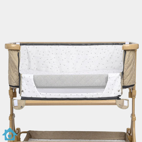 Bedside Baby Cot C2 with Swing Rods – Wheels & Adjustable Height – Premium Quality 2 Bedside Baby Cot C2 with Swing Rods