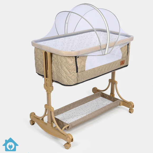 Bedside Baby Cot C2 with Swing Rods – Wheels & Adjustable Height – Premium Quality 1 Bedside Baby Cot C2 with Swing Rods