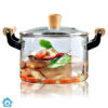 Borosilicate Glass Casserole Cooking Pot with Wooden Handle
