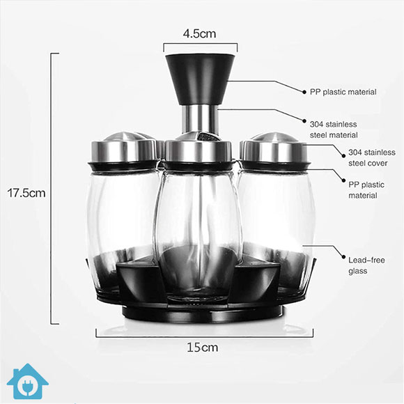 Buy Rotating Glass Spice Rack 6 Jars Set 160ml 6 Buy Rotating Glass Spice Rack 6 Jars Set 160ml