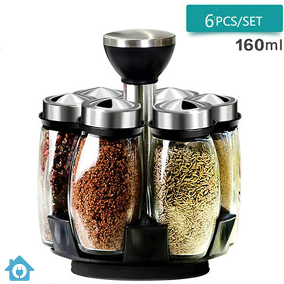 Buy Rotating Glass Spice Rack 6 Jars Set 160ml 5 Buy Rotating Glass Spice Rack 6 Jars Set 160ml