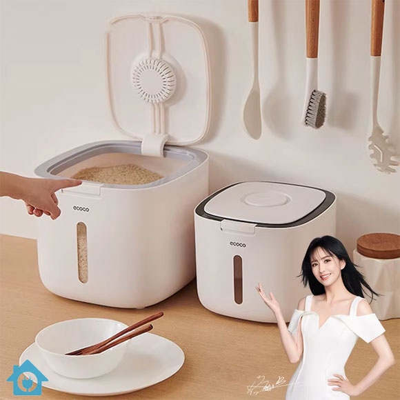 ECOCO Rice Storage Container Box Sealed Bucket 5kg 1 ECOCO Rice Storage Container Box Sealed Bucket 5kg