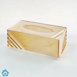 Elegant Golden Acrylic Tissue Box Organizer