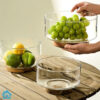 Glass Salad Bowl with Wooden Stand