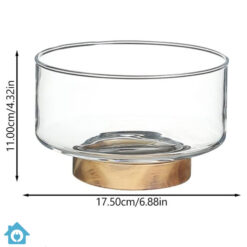 Glass Salad Bowl with Wooden Stand
