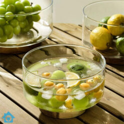 Glass Salad Bowl with Wooden Stand