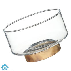 Glass Salad Bowl with Wooden Stand