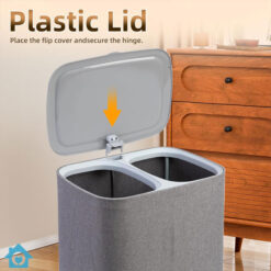 Laundry Hamper 2 Section Wheeled Basket with Lid 4 homegadgets.pk