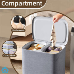 Laundry Hamper 2 Section Wheeled Basket with Lid 5 homegadgets.pk