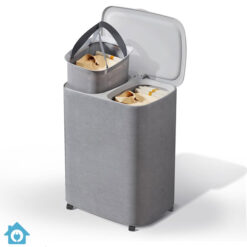 Laundry Hamper 2 Section Wheeled Basket with Lid