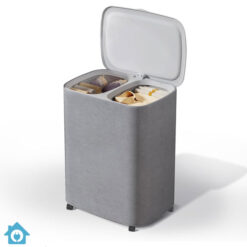 Laundry Hamper 2 Section Wheeled Basket with Lid