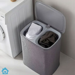 Alternative view of Laundry Hamper 2 Section Wheeled Basket with Lid & Removable Dividers – Bedroom Laundry Organizer