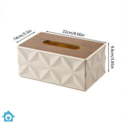Luxury Geometric Tissue Box Holder with Wooden Lid