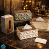 Luxury Geometric Tissue Box Holder with Wooden Lid