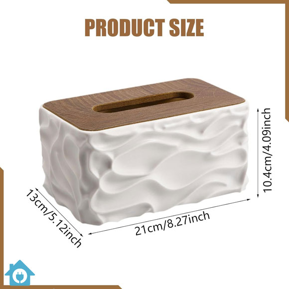 Luxury Wave Texture Tissue Box Cover with Wooden Lid – Premium Decorative Tissue Holder for Home & Office 4 Luxury Wave Texture Tissue Box Cover with Wooden Lid