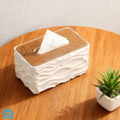 Luxury Wave Texture Tissue Box Cover with Wooden Lid