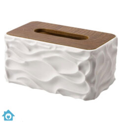 Luxury Wave Texture Tissue Box Cover with Wooden Lid – Premium Decorative Tissue Holder for Home & Office 6 Luxury Wave Texture Tissue Box Cover with Wooden Lid