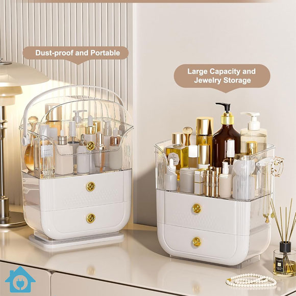 Makeup Organizer for Vanity – Skincare Storage Box with Lid & Drawers 1 Makeup Organizer for Vanity – Skincare Storage Box with Lid & Drawers