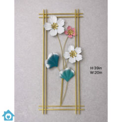 Metal Golden Floral Frame Multi Flower Wall Decor
