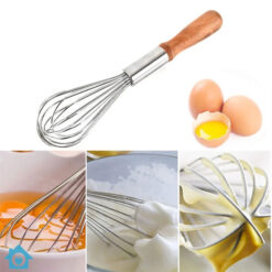 Premium Wooden Handle Egg Whisker Stainless Steel