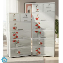 Sonati Kids Storage Cabinet Drawer Plastic Wardrobe – Grey Flower