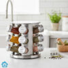 Stainless Steel Round Revolving Spice Rack 12 Pcs Jars Set