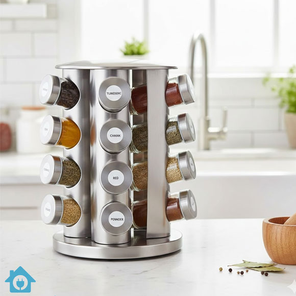 Stainless Steel Round Spice Rack 16 Pcs Jars Set 1 Stainless Steel Round Spice Rack 16 Pcs Jars Set
