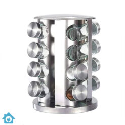 Stainless Steel Round Spice Rack 16 Pcs Jars Set