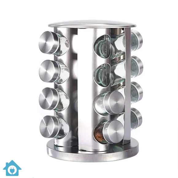 Stainless Steel Round Spice Rack 16 Pcs Jars Set 2 Stainless Steel Round Spice Rack 16 Pcs Jars Set