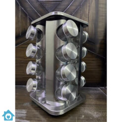 Stainless Steel Square Spice Rack 16 Pcs Jars Set